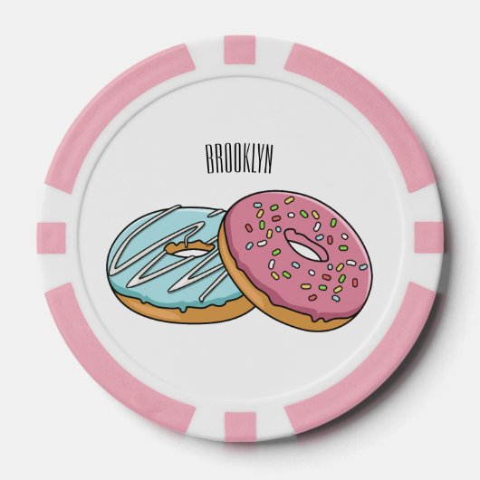 Donut cartoon illustratie poker chips (Voorkant)