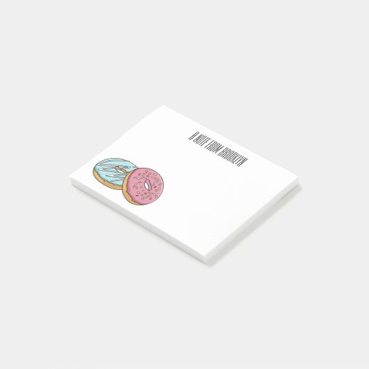 Donut cartoon illustratie post-it® notes (Schuin)