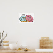 Donut cartoon illustratie poster (Keuken)