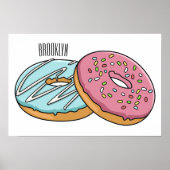 Donut cartoon illustratie poster (Voorkant)
