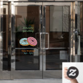 Donut cartoon illustratie raamsticker (Kantoordeur)