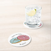 Donut cartoon illustratie ronde kartonnen onderzetter (Insitu)