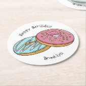 Donut cartoon illustratie ronde kartonnen onderzetter (Gebogen)