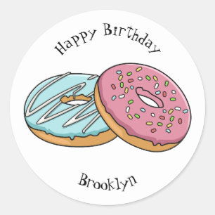 Donut cartoon illustratie ronde sticker