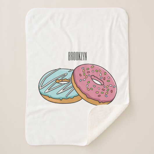 Donut cartoon illustratie sherpa deken (Voorkant)