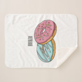 Donut cartoon illustratie sherpa deken (Voorkant (horizontaal))