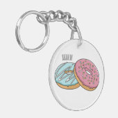 Donut cartoon illustratie sleutelhanger (Voorkant Links)