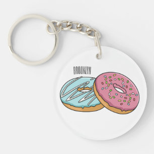 Donut cartoon illustratie sleutelhanger