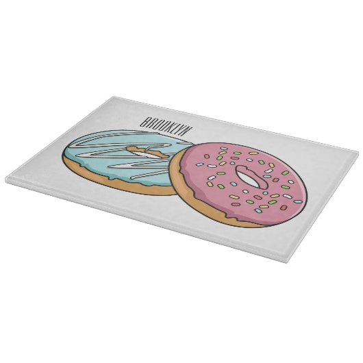 Donut cartoon illustratie snijplank (Hoek)
