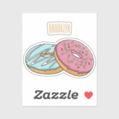 Donut cartoon illustratie sticker (Vel)