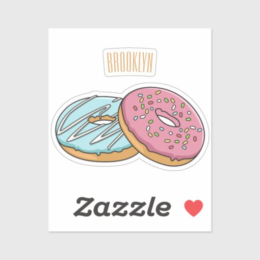 Donut cartoon illustratie sticker (Vel)