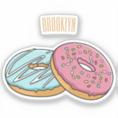 Donut cartoon illustratie sticker (Voorkant)