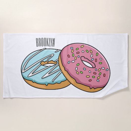 Donut cartoon illustratie strandlaken (Voorkant)