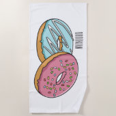 Donut cartoon illustratie strandlaken (Voorkant)