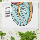 Donut cartoon illustratie theedoek (Gevouwen)