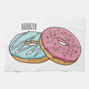 Donut cartoon illustratie theedoek