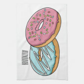 Donut cartoon illustratie theedoek (Verticaal)