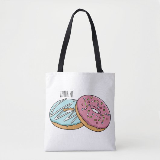 Donut cartoon illustratie tote bag (Voorkant)