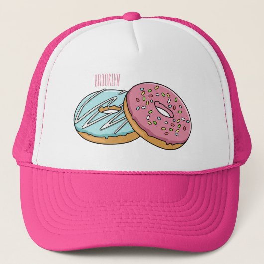 Donut cartoon illustratie trucker pet (Voorkant)