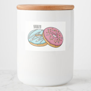 Donut cartoon illustratie voedselcontainer etiket