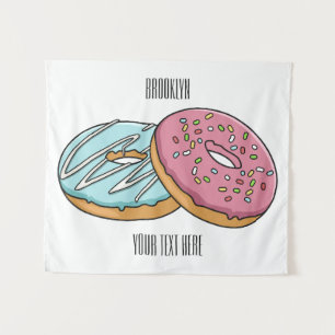 Donut cartoon illustratie wandkleed