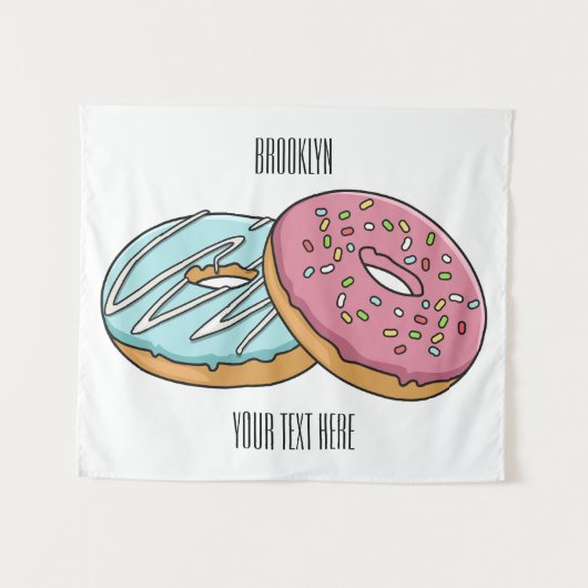 Donut cartoon illustratie wandkleed (Voorkant (horizontaal))