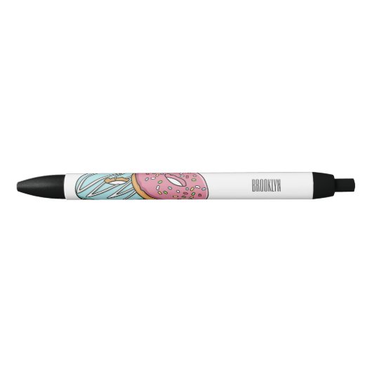 Donut cartoon illustratie zwarte inkt pen (Voorkant)