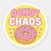 Donut Chaos Round Sticker (Voorkant)