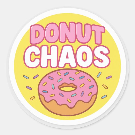 Donut Chaos Round Sticker (Voorkant)
