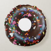 Donut Chocolate Sprinkles Rond Kussen (Voorkant)