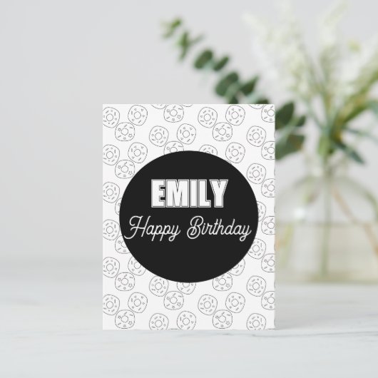 Donut Coloring Birthday Party Briefkaart (Staand voorkant)