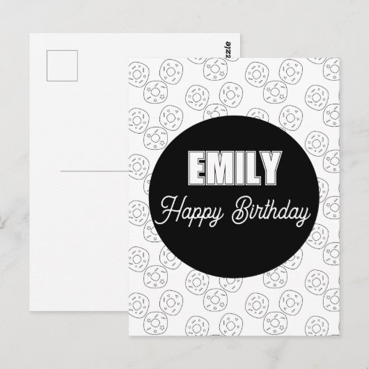 Donut Coloring Birthday Party Briefkaart (Voorkant / Achterkant)