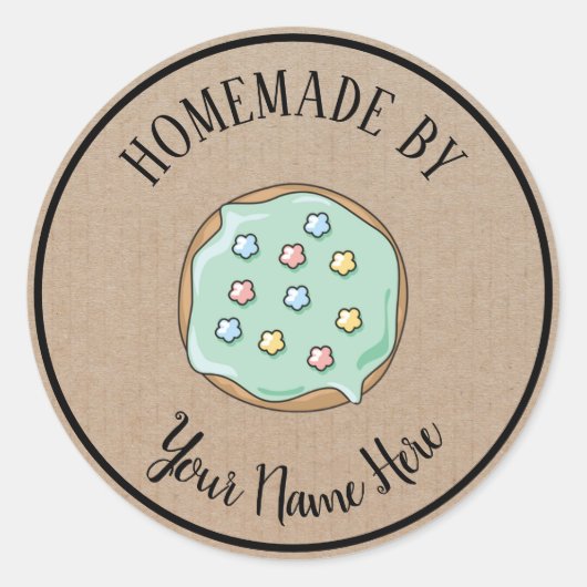 Donut Cookie Cake Homemade van ambacht Ronde Sticker (Voorkant)