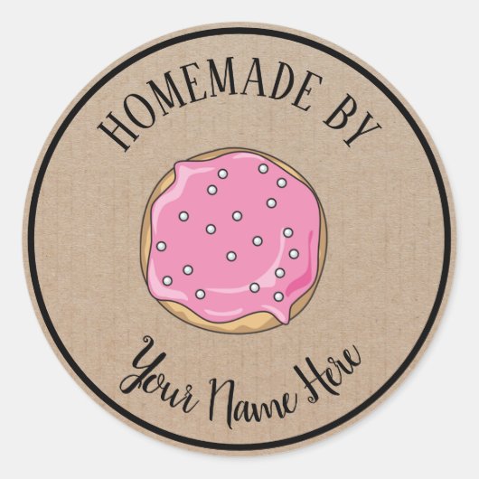 Donut Cookie Cake Homemade van  ambacht Ronde Sticker (Voorkant)