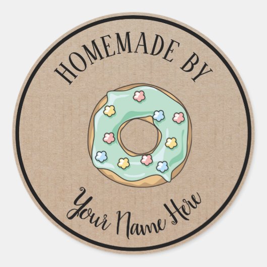 Donut Cookie Cake Homemade van  ambacht Ronde Sticker (Voorkant)