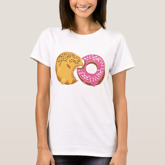 Donut Couple Bite Design T-shirt (Voorkant)