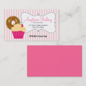 Donut, Cupcake, & Roze Strepen Bakkerij Visitekaartje (Voorkant / Achterkant)