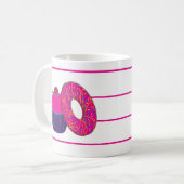Donut Cupcake Roze strippatroon Koffiemok (Voorkant links)