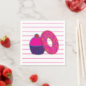 Donut Cupcake Roze strippatroon Servet (Insitu)