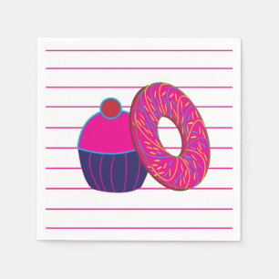 Donut Cupcake Roze strippatroon Servet