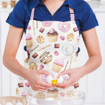 Donut Cupcake Waterverf Sweet Tasty Girly Pattern Schort<br><div class="desc">Dit moderne ontwerp is voorzien van lekkere waterverf donuts met uw persoonlijke naam #kitchen #baking #cooking #gift #gifts #donuts #donut #cupcake #cupcakes #sweet #tasty #schort #schorten #giftsforher #personalized #personalizedgifts</div>