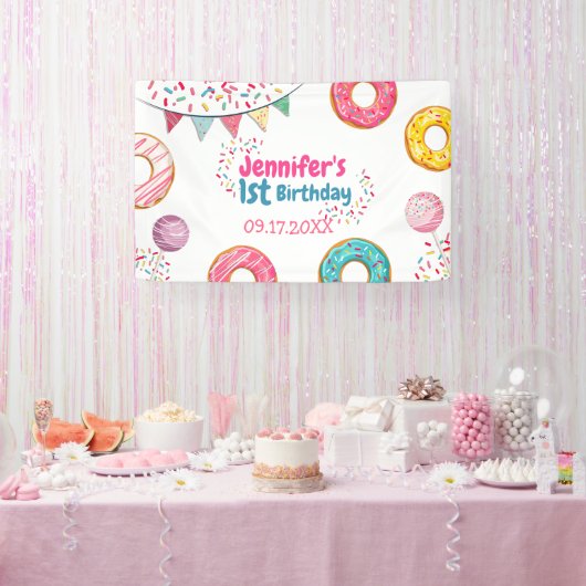 Donut Cute Birthday Welcome Banner (Feest)
