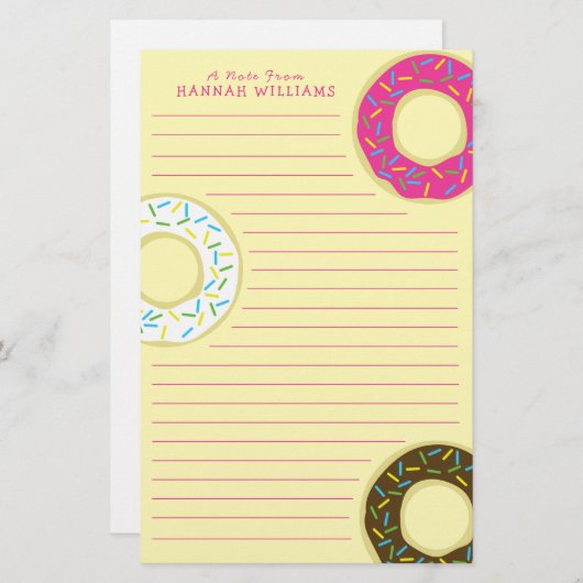 Donut Cute Kind Doughnuts Briefpapier (Voorkant / Achterkant)