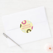 Donut Cute Kind Name Envelope Seal Doughnut Sticke Ronde Sticker (Envelop)
