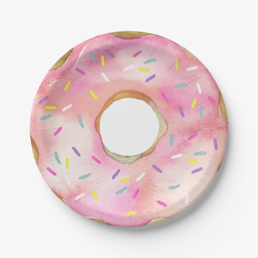 Donut Cute Waterverf Donuts Papieren Bordje (Voorkant)