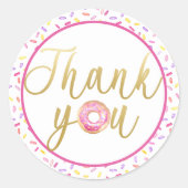 Donut Dank Je Sweet One Strooikaart Ronde Sticker (Voorkant)