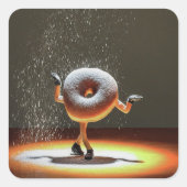 Donut dansen op het podium vierkante sticker (Voorkant)