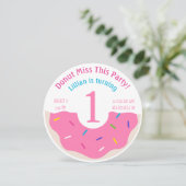 Donut de uitnodiging van de Eerste1e verjaardag (Staand voorkant)