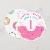 Donut de uitnodiging van de Eerste1e verjaardag (Voorkant / Achterkant)