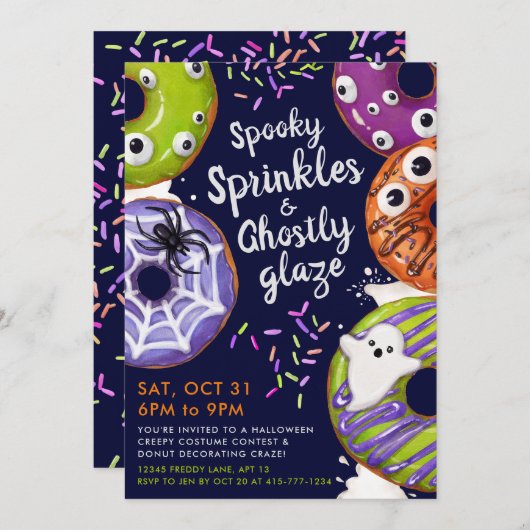 Donut Decorating Halloween Party Kaart (Voorkant / Achterkant)